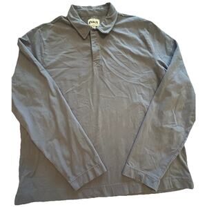 Pact Men’s 100% Organic Cotton Henley Long Sleeve T-Shirt Polo Blue Size X-Large